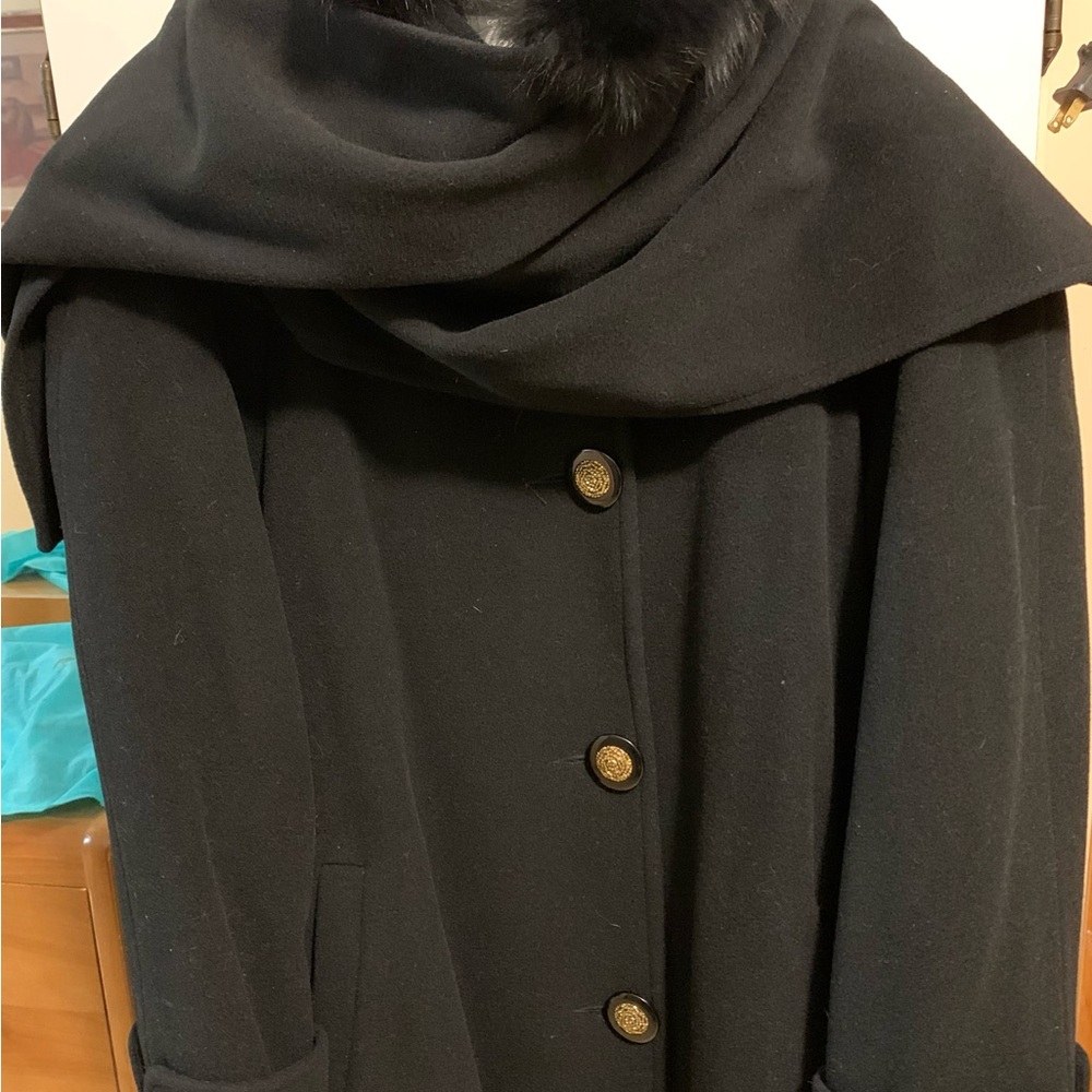 Black wool cashmere coat